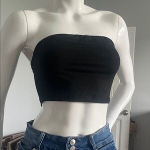 SHEIN Black Strapless Crop Top